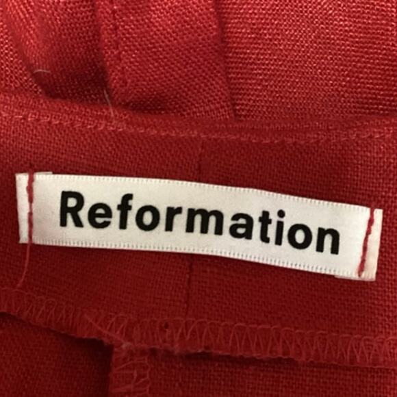 Reformation Red 100% Linen Finn Sweetheart Button Up Sleeveless Mini Dress Sz 2 - Picture 7 of 8